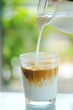 © Ryzhkov - Artistic Coconut Milk Pouring into Vietnamese Coffee with Soft Focus Background