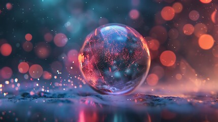 Poster - crystal globe showcasing the interconnected world, bathed in vibrant light and bokeh. represents glo