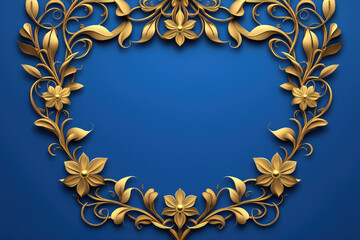 Poster - Elegant golden floral design on blue background for decorative purposes