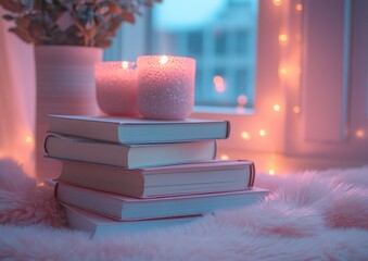 Poster - Pastel Study Space with Soft Lighting and Relaxing Decor