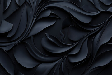 Poster - Elegant black abstract swirl design creating a textured surface for visual intrigue