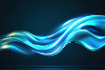 Poster - Colorful flowing digital waves in blue hues against a dark background