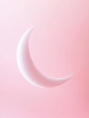 Poster - Serene Crescent Moon Against Soft Pink Sky - Dreamy Ramadan Imagery