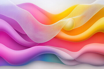 Poster - Vibrant pink, yellow, and purple abstract waves create a flowing visual effect