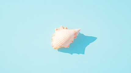 Poster - Minimalistic Seashell on Pastel Blue Background