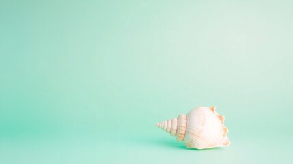 Aufkleber - Pastel Minimalism Seashell on Mint Background