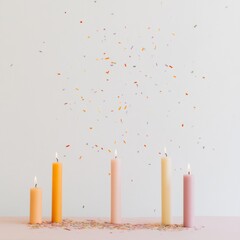 Aufkleber - Colorful Celebration Festive Candles and Confetti in Minimalist Style