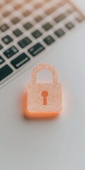 Leinwandbilder - Glowing Padlock Icon on Laptop Keyboard Modern Cybersecurity Concept