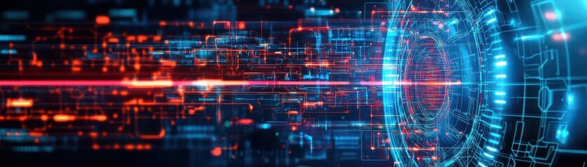Poster - Detailed blueprint of a futuristic industrial reactor, intricate schematics overlaid with glowing technical diagrams, clean hightech background