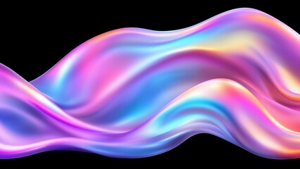Poster - Colorful abstract waves flowing gracefully against a dark backdrop