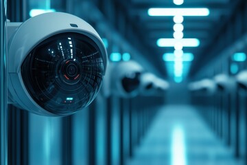 Poster - Surveillance technology in action high-tech security cameras in a data center modern environment futuristic viewpoint