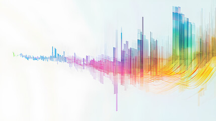 Poster - abstract financial chart with colorful lines and bars on a clean white background, showcasing econom