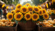 © VinakMotion - A cheerful Kansas festival scene with a table of sunflowers, flags, and traditional food. The vibrant rural culture shines under the warm sunlight. Celebrate Kansas Day