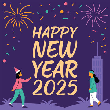 Minimalist Happy New Year 2025 Vector Design for Celebrations