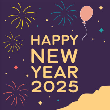 Minimalist Happy New Year 2025 Vector Design for Celebrations
