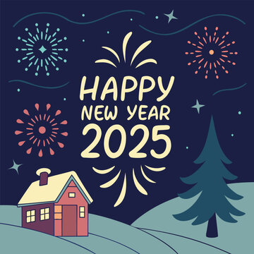 High-Quality Happy New Year 2025 Vector Artwork
