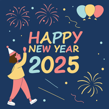 Happy New Year 2025 Vector Illustration
