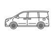 © R-DESIGN - 横から見た、ミニバンの自動車（線画）のイラスト