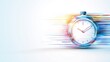 © VictorCanalesStudio - abstract illustration of a stopwatch moving fast through time and space with light trails on white background