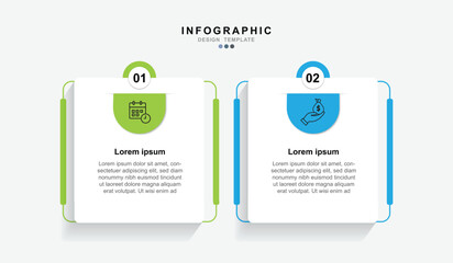 Fototapete - Vector Infographic label design template with icons and 2 options or steps.