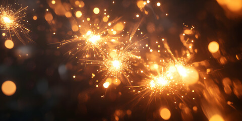 Canvas Print - sparkling celebration: a mesmerizing burst of golden sparks against a dark background, capturing the