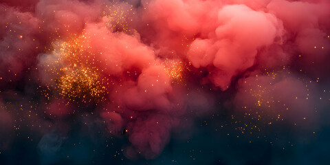 Poster - Abstract Smoke Burst: A mesmerizing abstract image of vibrant pink and orange smoke erupting against a dark background. The smoke creates an ethereal, fluid form with a sense of movement and energy.