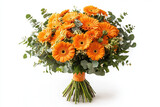 Orange gerbera daisies arranged in a bouquet, exuding warmth and happiness