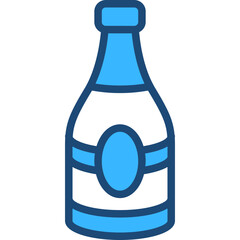 Wall Mural - Champagne Bottle Blue Icon