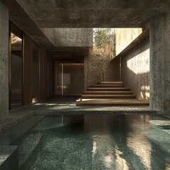 Canvas Print - Modern Zen Pool House: Serene Minimalist Architecture