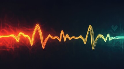 Poster - A smooth, flowing animation of heartbeat waves in various colors against a dark background, representing emotions and the essence of life