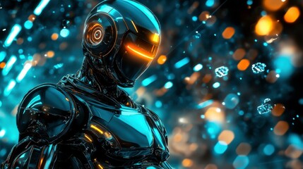 Poster - Futuristic Robot with Glowing Effects and Clean Lines