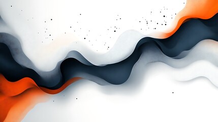 Wall Mural - Abstract Wave Design in Orange Black and White