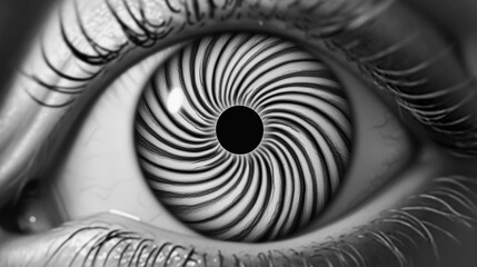 Poster - A hypnosis spiral in a human eyeball loop in black and white ,monochrome color, HD image