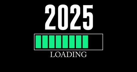 Poster - 2025 number with Loading, Downloading, Uploading Bar Indicator. Download, Upload on computer screen.