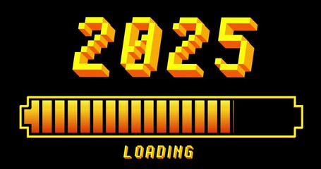 Poster - 2025 number with Loading, Downloading, Uploading Bar Indicator. Download, Upload on computer screen.