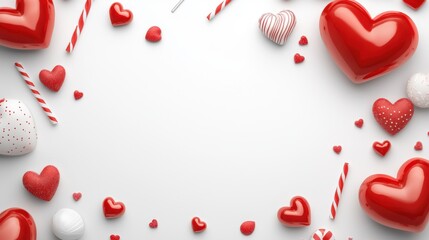Aufkleber - A playful Valentine's Day border with candy heart illustrations framing a white center.