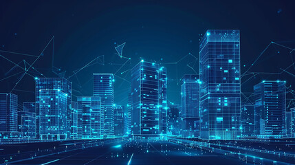 Poster - Futuristic Fintech Innovations Sleek Digital Interfaces Holographic Currency Transactions Blockchain  Digital Skyscrapers and Illuminated Network