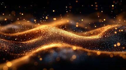 Wall Mural - Golden Glitter Waves Abstract Background Image