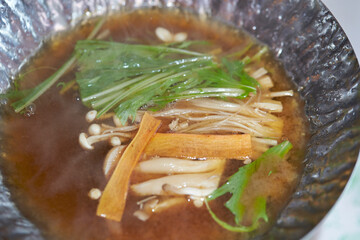 Wall Mural - Abalone vegetable soup in a bowl