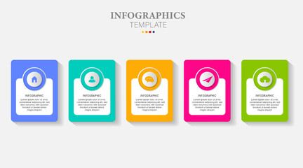 Vector Infographic label design with 5 options or steps. Infographics for business concept