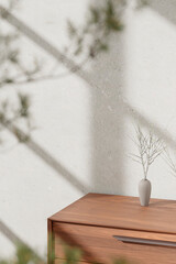 Wall Mural - Warm beige tones.
Harmony of natural shadows from sunlight streaming through the window.
3D rendering.