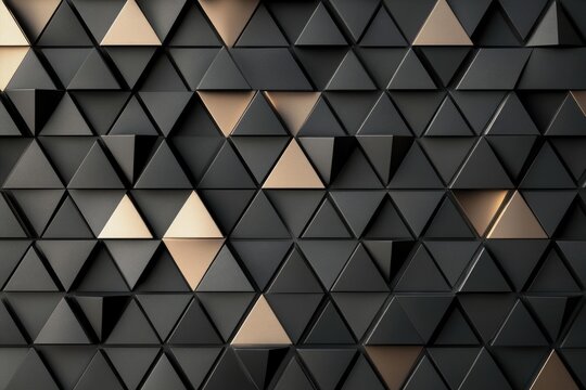 Abstract Black And Gold Triangular Pattern Background