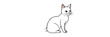 © Riteek - A thick-lined doodle of a cat sitting gracefully with a curled tail and upright ears, drawn in simple outlines without any fill color, on a plain white background.