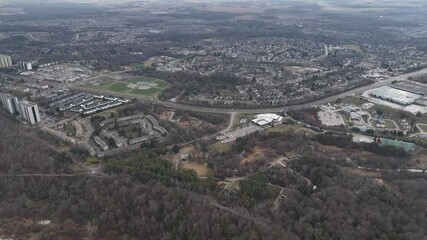 Wall Mural - view of Kitchener, Ontario city, showcasing, districts with roads and forested areas in Canada