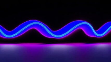 Wall Mural - Abstract glowing wavy line moving on the colorful background. Minimalist style. Motion design element. For website intro, outro, social media, presentation. Horizontal view