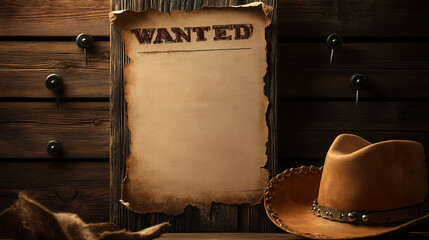 Wood sign, cartoon western wanted board, vector wild west poster. Wanted dead or alive reward sign on wooden signboard with cowboy hat and blank paper on nails, Texas or Arizona western old board