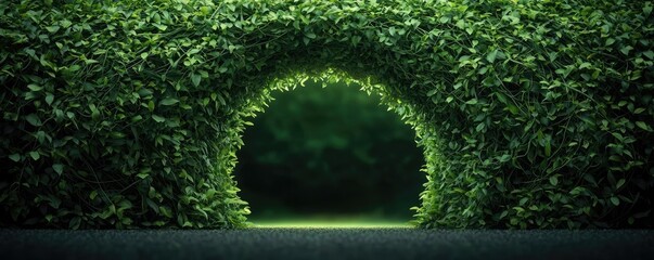 Poster - Mystical lush idea. Lush green hedges form a natural archway, inviting exploration and tranquility.