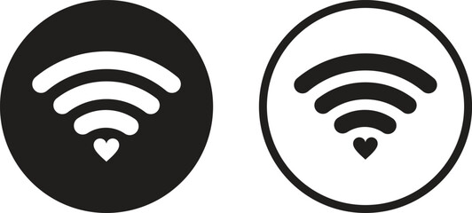 Fototapete - Heart wifi icon set in two styles . Love signal icon . Wifi icon with heart symbol . Vector illustration
