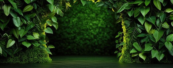 Poster - Mystical lush idea. Lush green foliage creating a serene, natural archway to tranquility and peace.