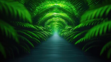 Poster - Mystical lush idea. Lush green ferns create a serene pathway, inviting exploration and tranquility.